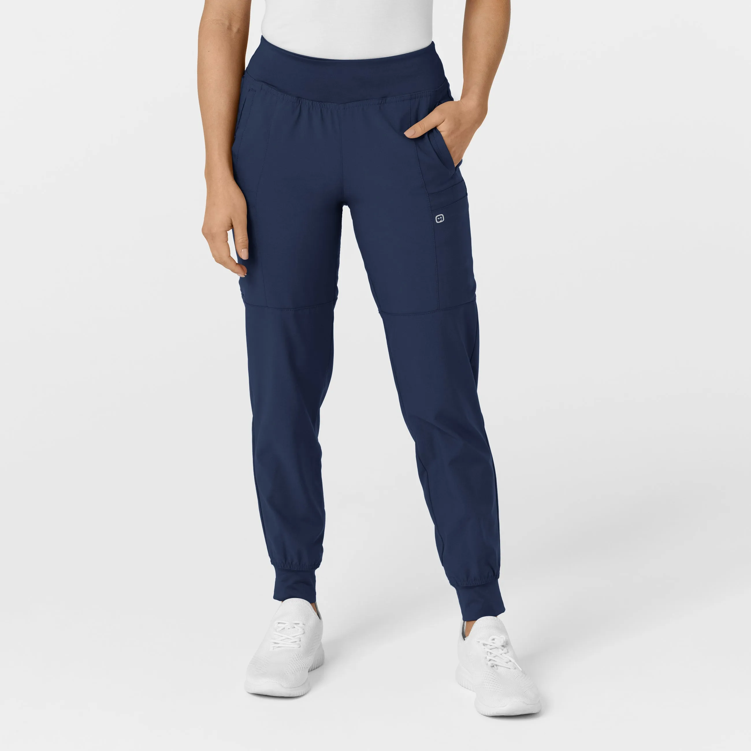 W123 5555 Comfort Waist Cargo Jogger Scrub Pants Navy