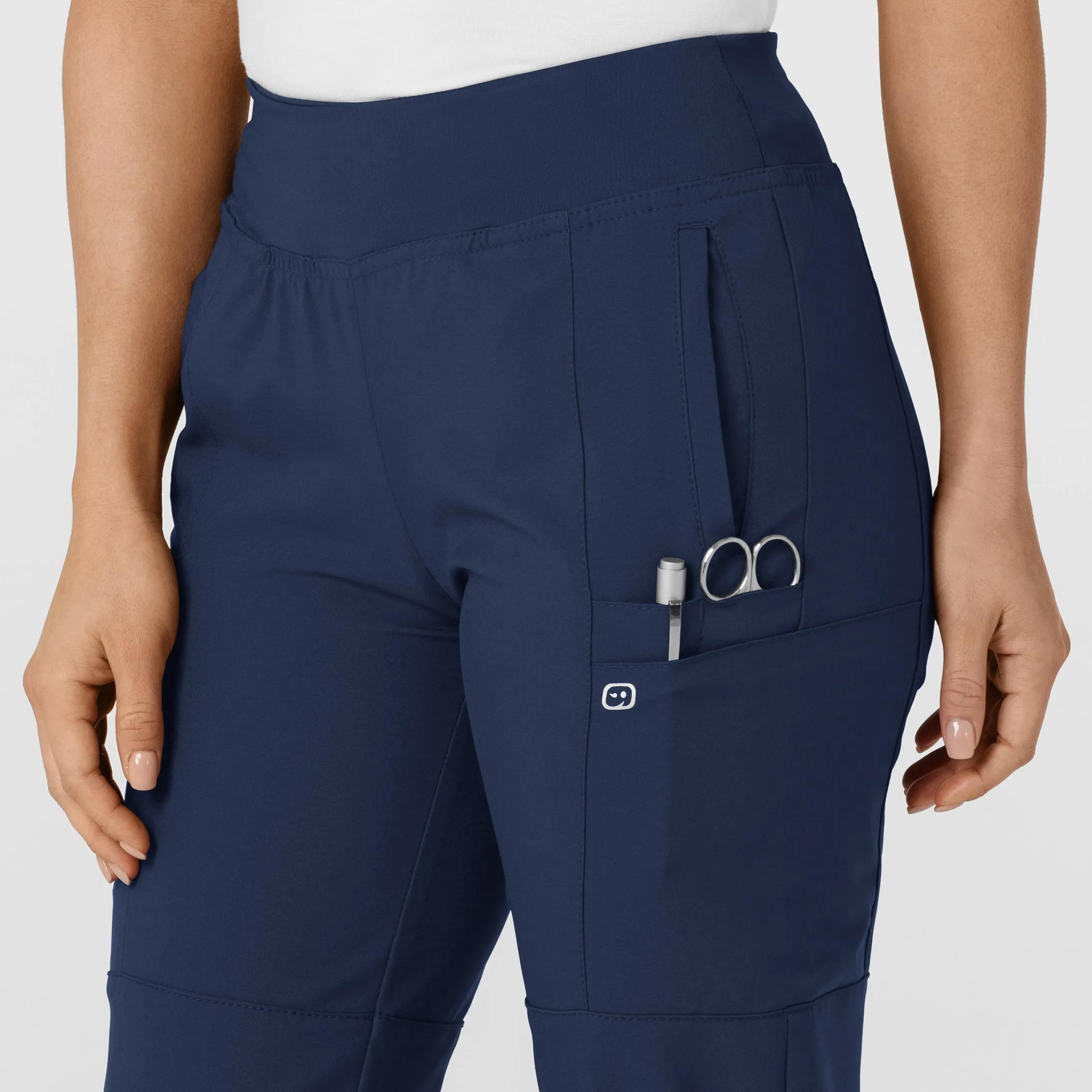 W123 5555 Comfort Waist Cargo Jogger Scrub Pants Navy