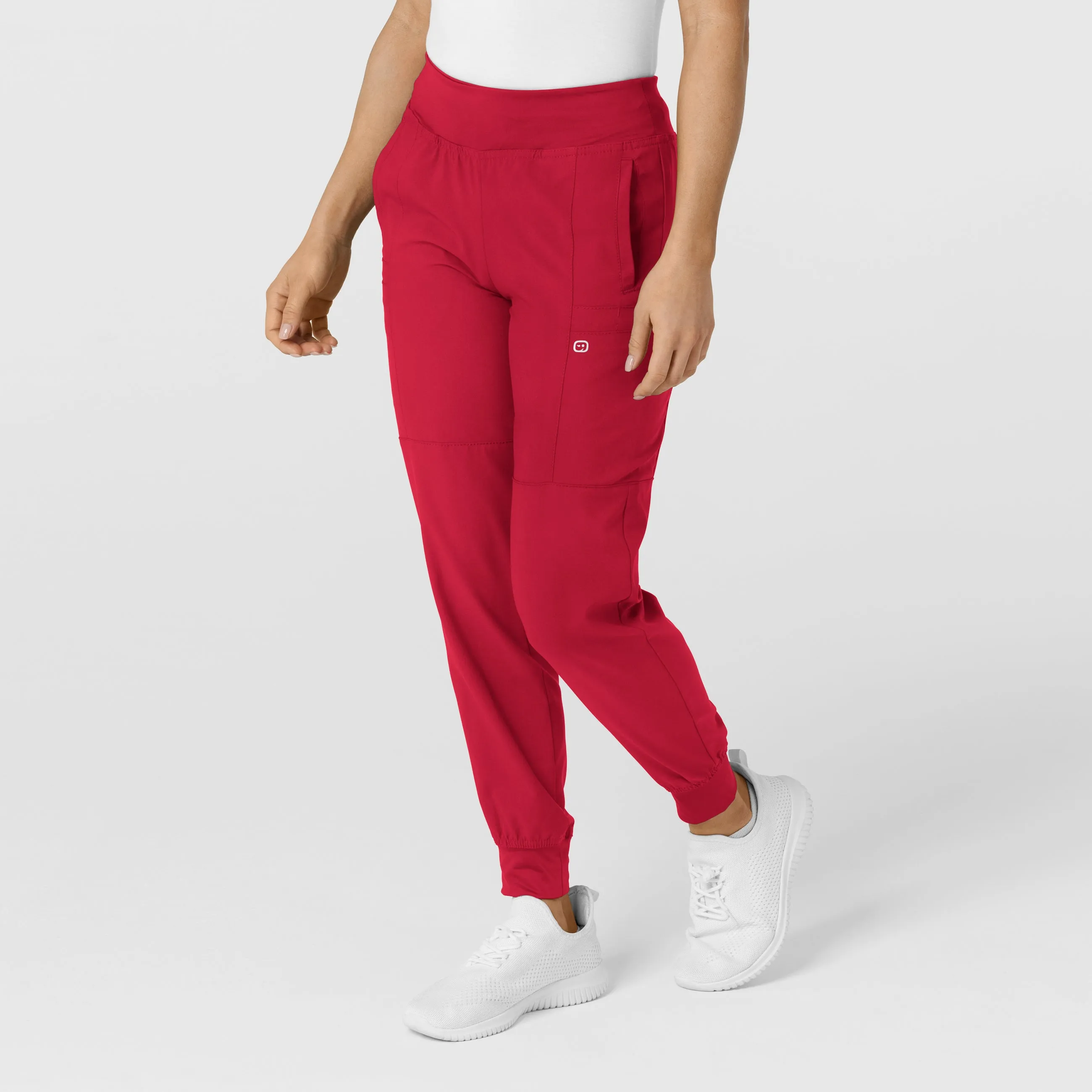 W123 5555 Comfort Waist Cargo Jogger Scrub Pants Red