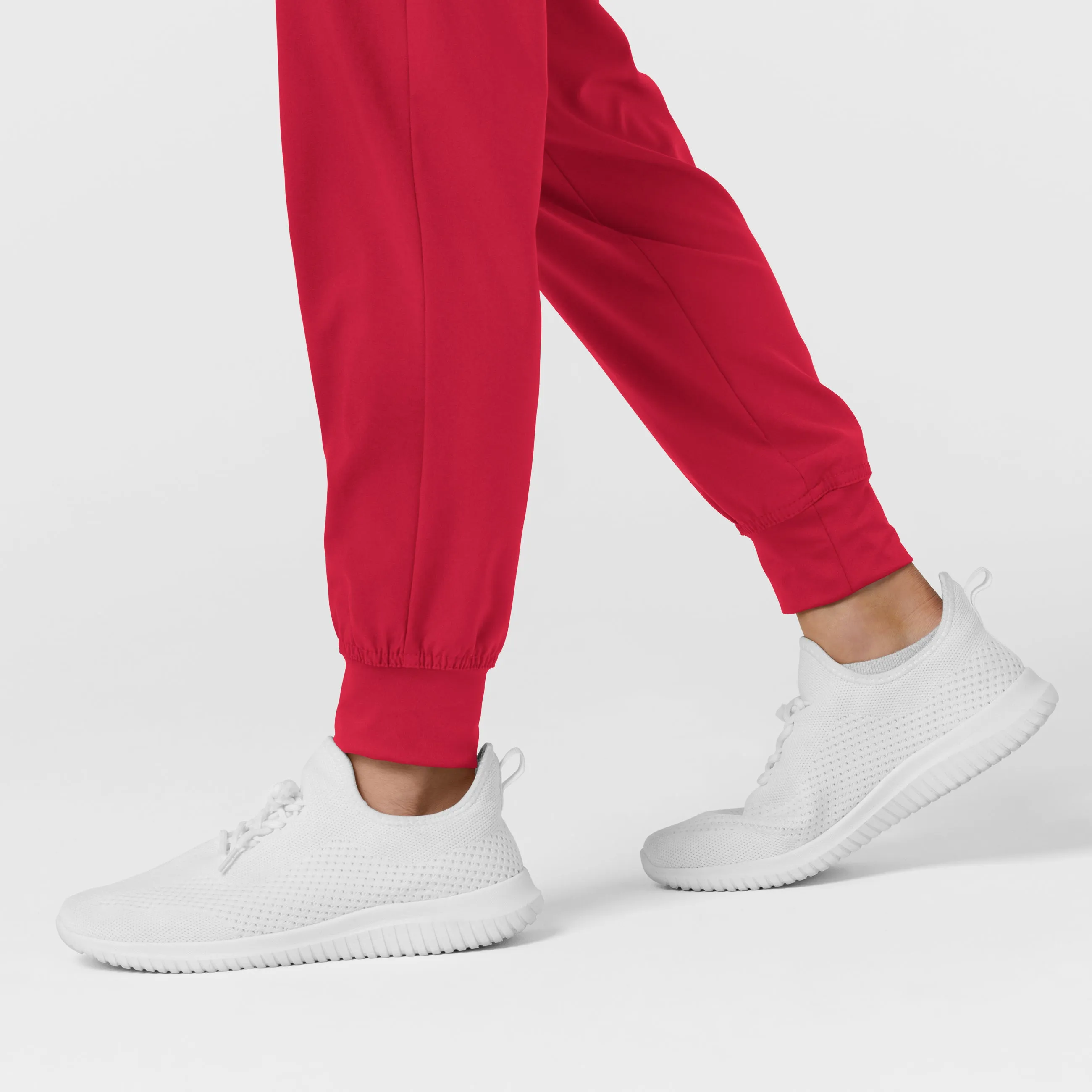 W123 5555 Comfort Waist Cargo Jogger Scrub Pants Red