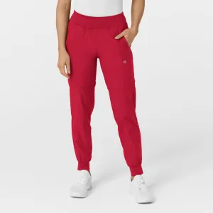 W123 5555 Comfort Waist Cargo Jogger Scrub Pants Red