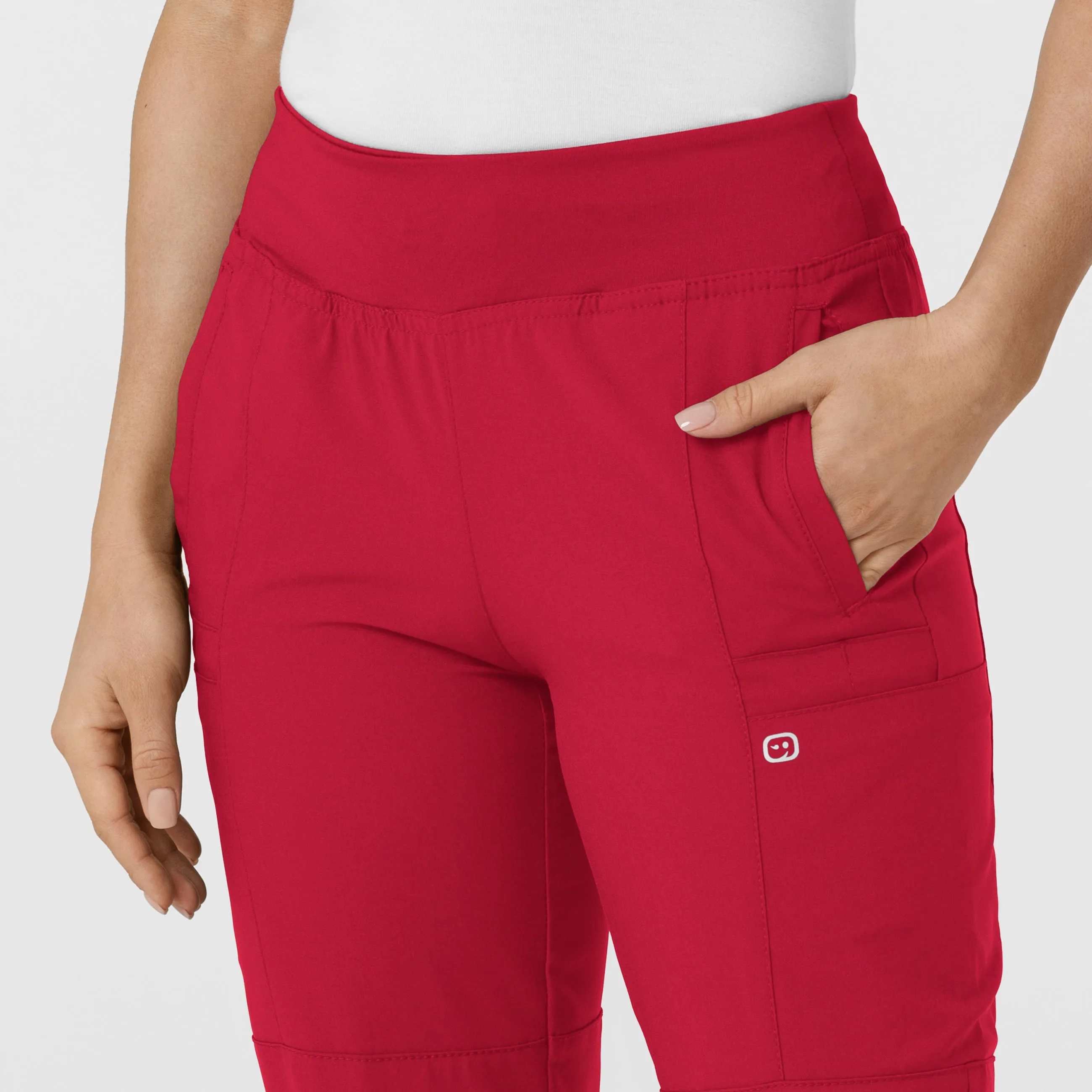 W123 5555 Comfort Waist Cargo Jogger Scrub Pants Red