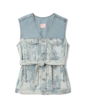 Waist belt denim vest