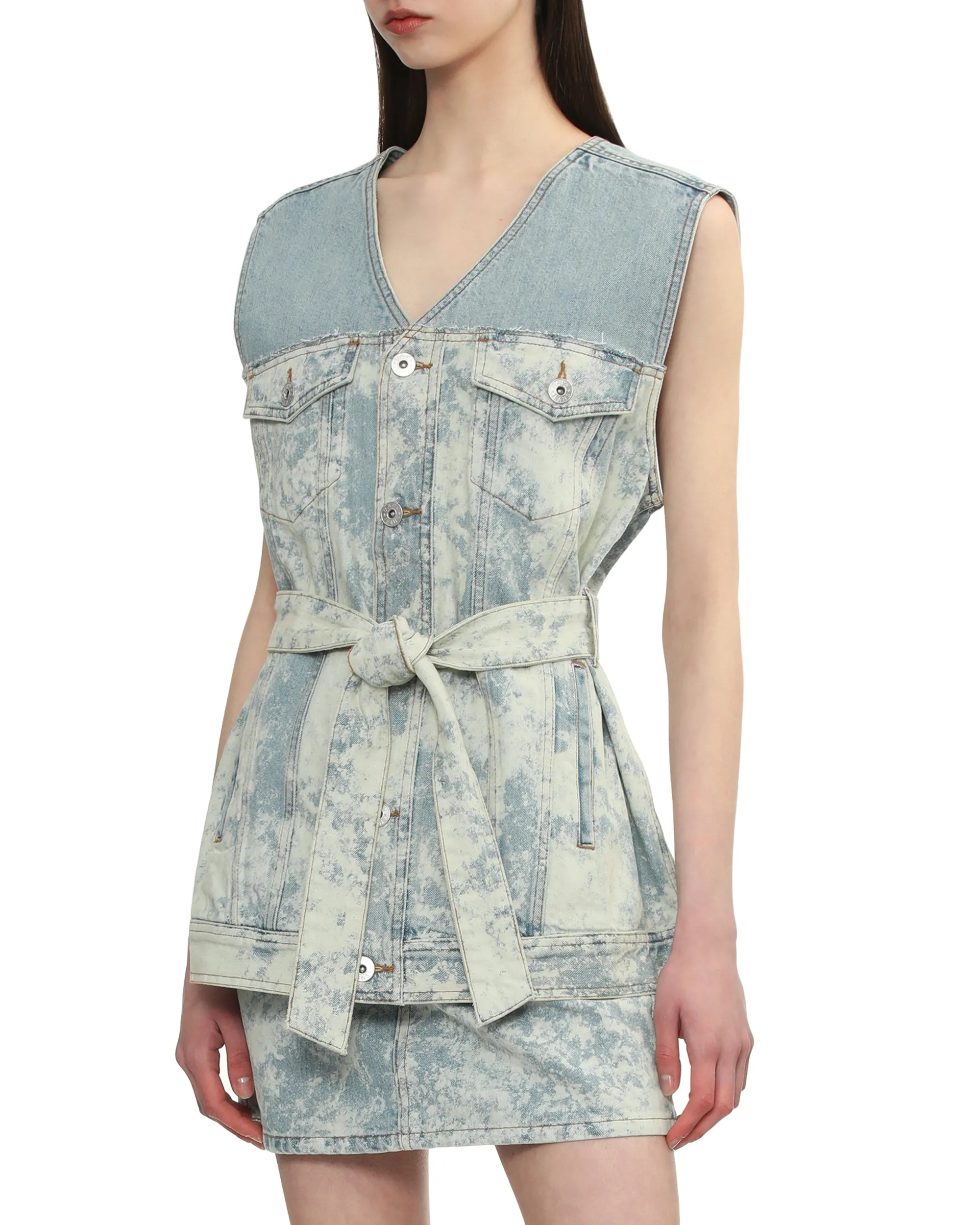 Waist belt denim vest