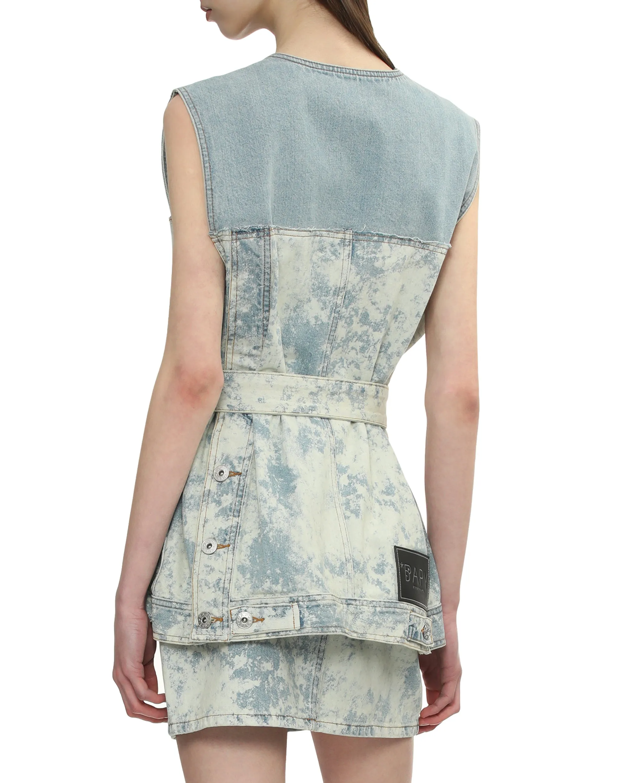 Waist belt denim vest
