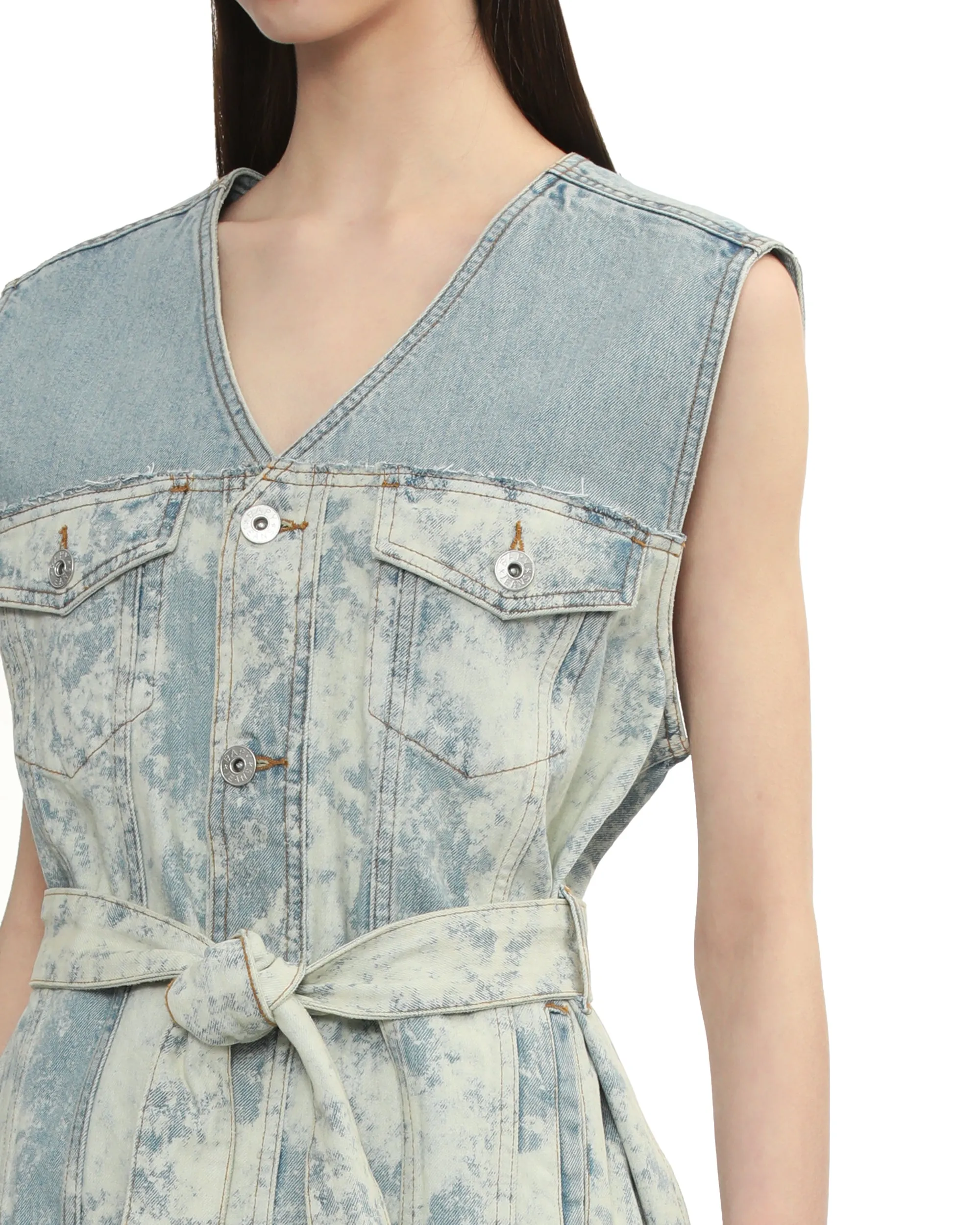 Waist belt denim vest