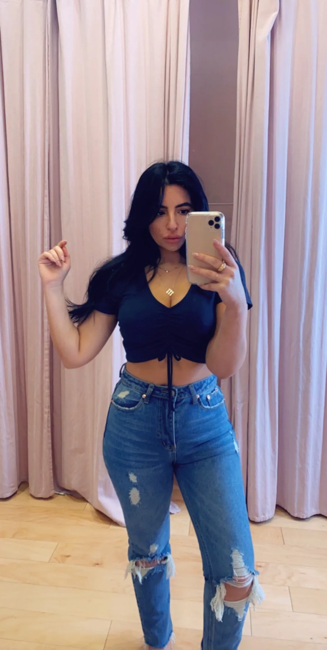 Washed Ribbed Short Sleeve V Neck Ruched Tie Crop Top
