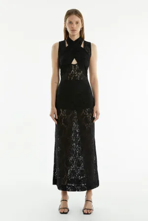 WAYWARD WRAP NECK TANK DRESS | BLACK