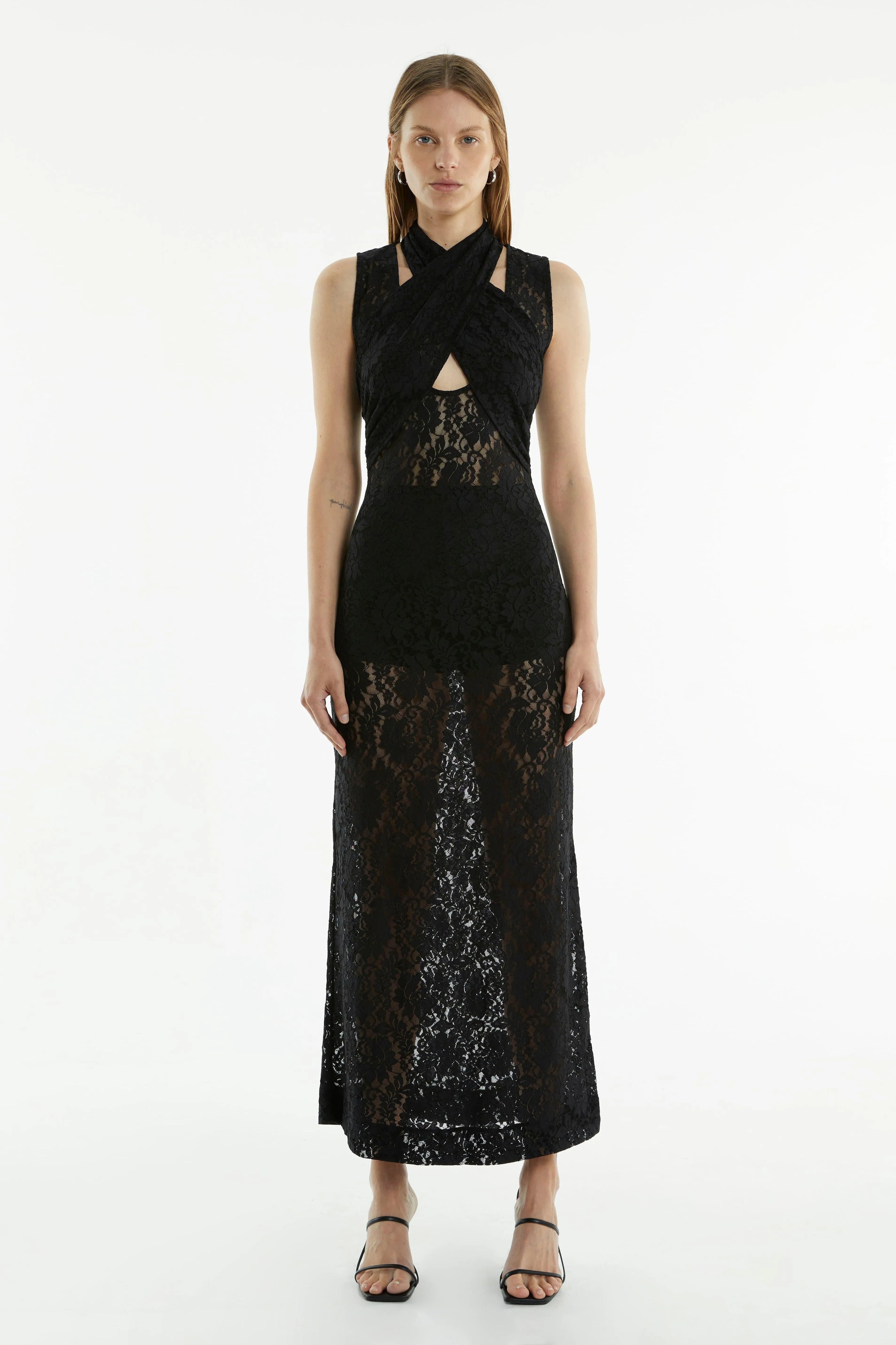 WAYWARD WRAP NECK TANK DRESS | BLACK