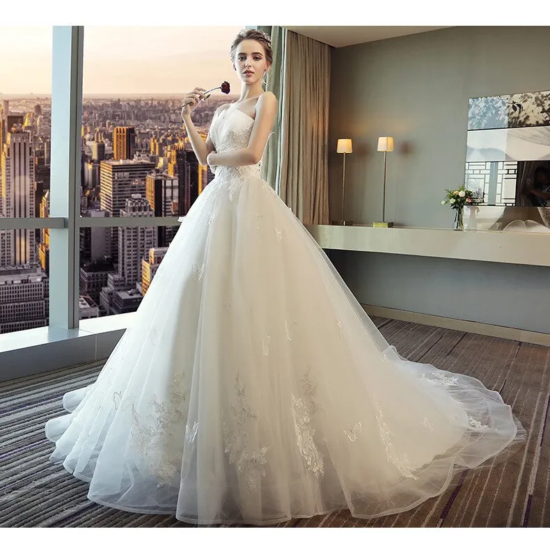 Wedding Dress Bride White Flower Dress Tube Top Lace