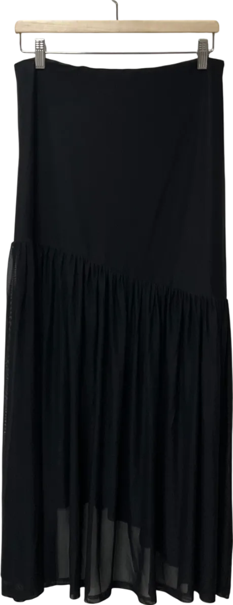 White Fox Black Asymmetric Mesh Skirt UK M
