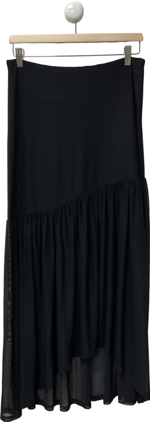 White Fox Black Asymmetric Mesh Skirt UK M