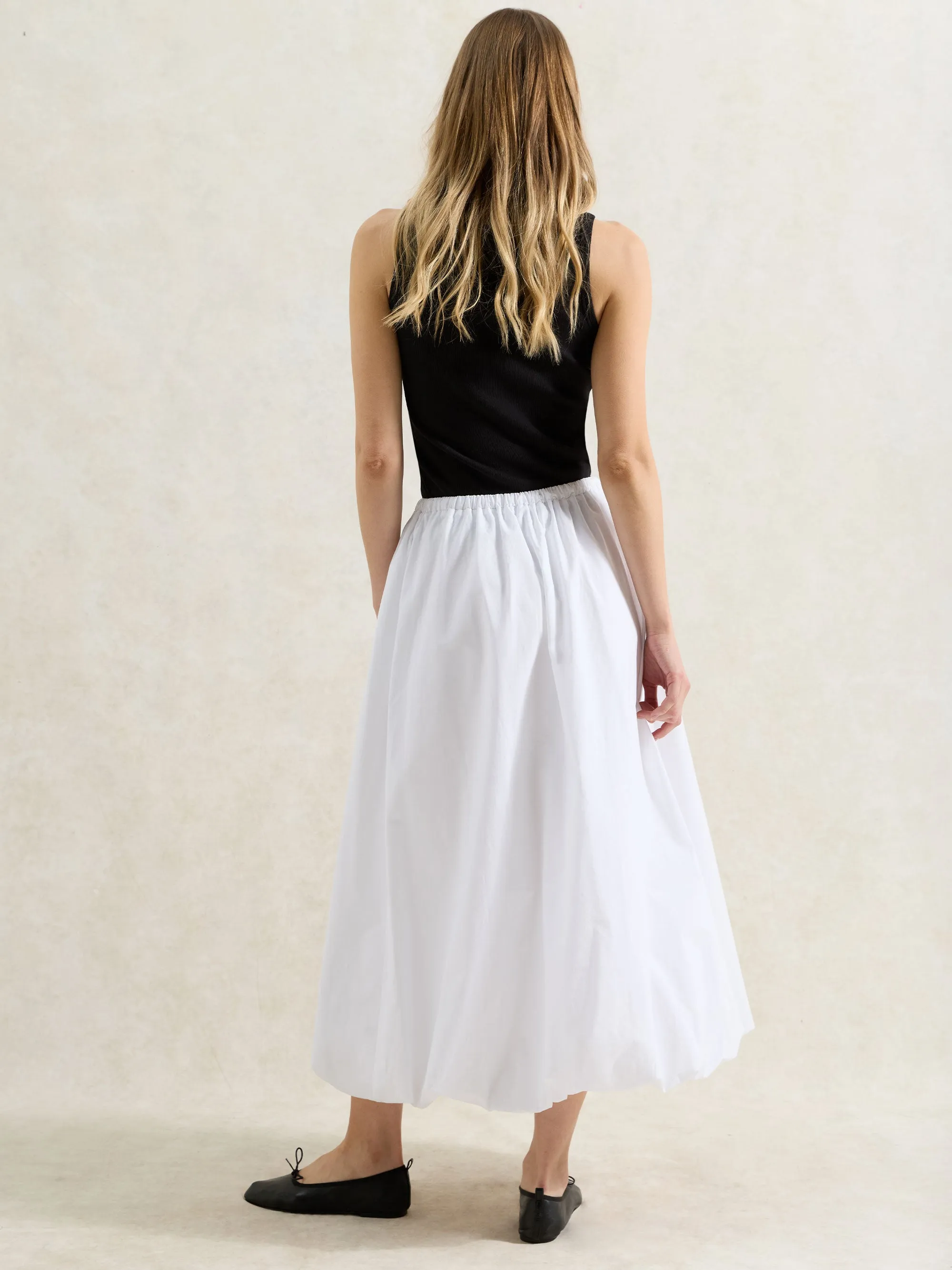 White Pure Cotton Puffball Skirt
