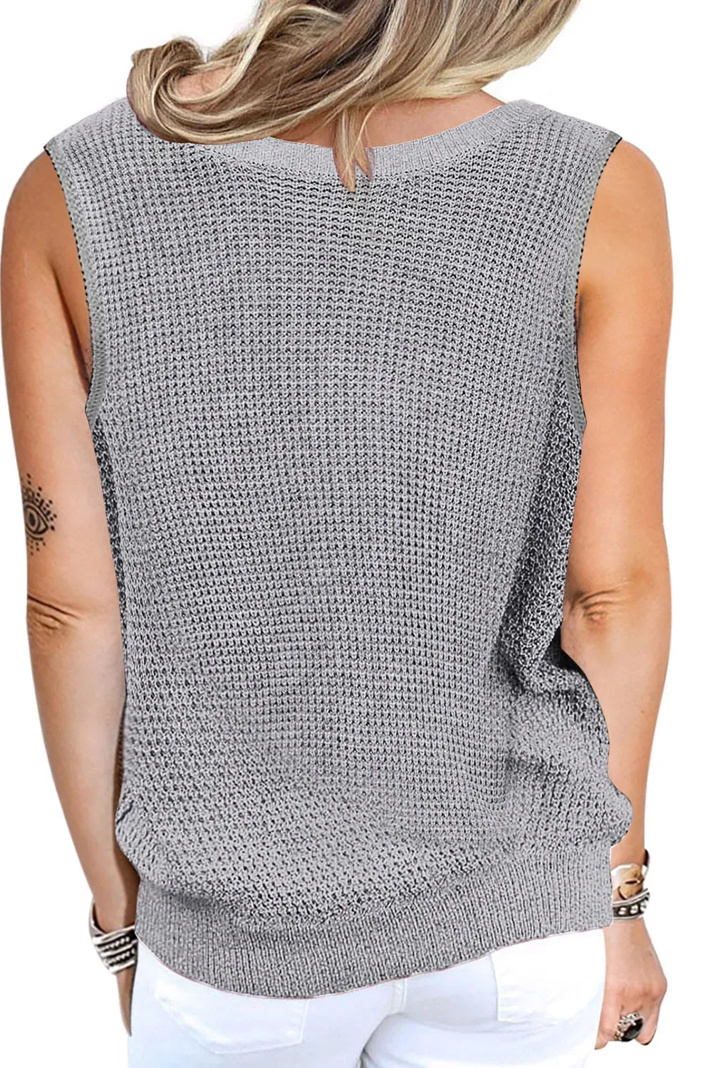 Wine Red Crisscross Hollow-out Knit Tank Top