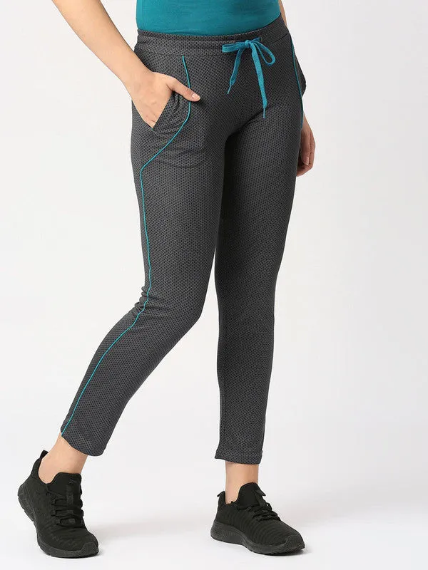 Women Dark Grey Printed Track Pant- NEO CLASSIC DRYKNIT- TC-DG