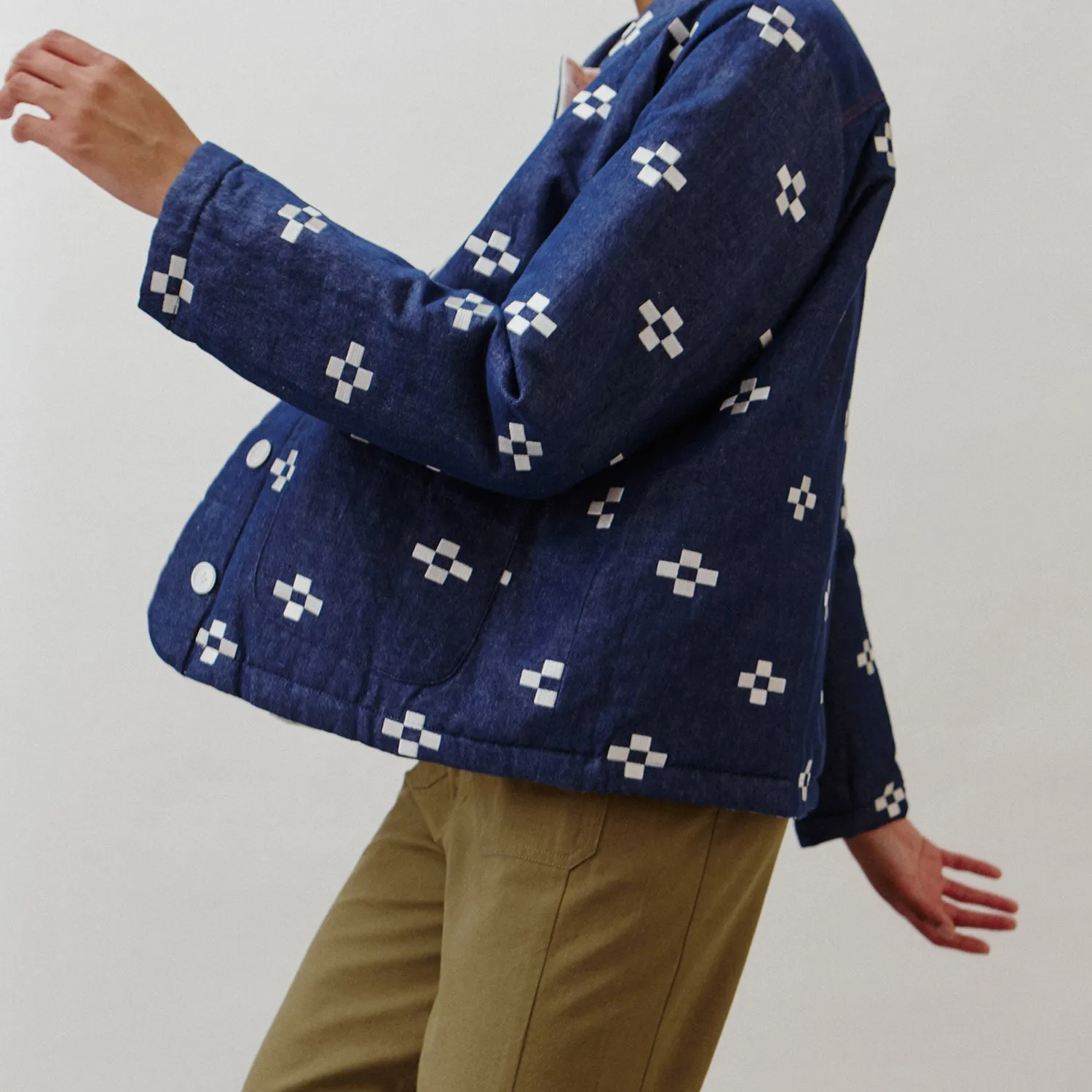 Women's Cotton Embroidered Dawn Jacket - Indigo