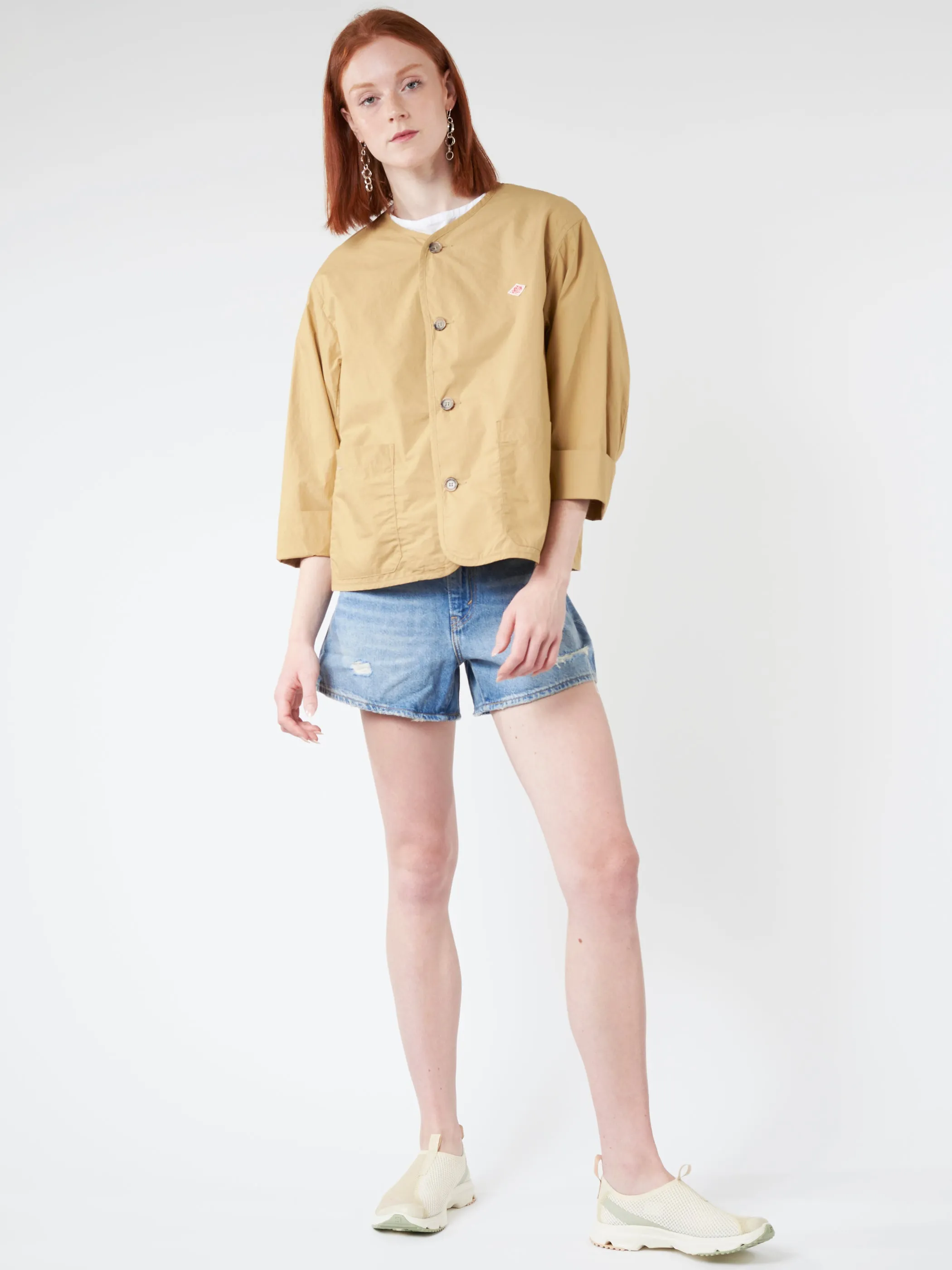 Women's Cotton Weather Collarless Short Jacket