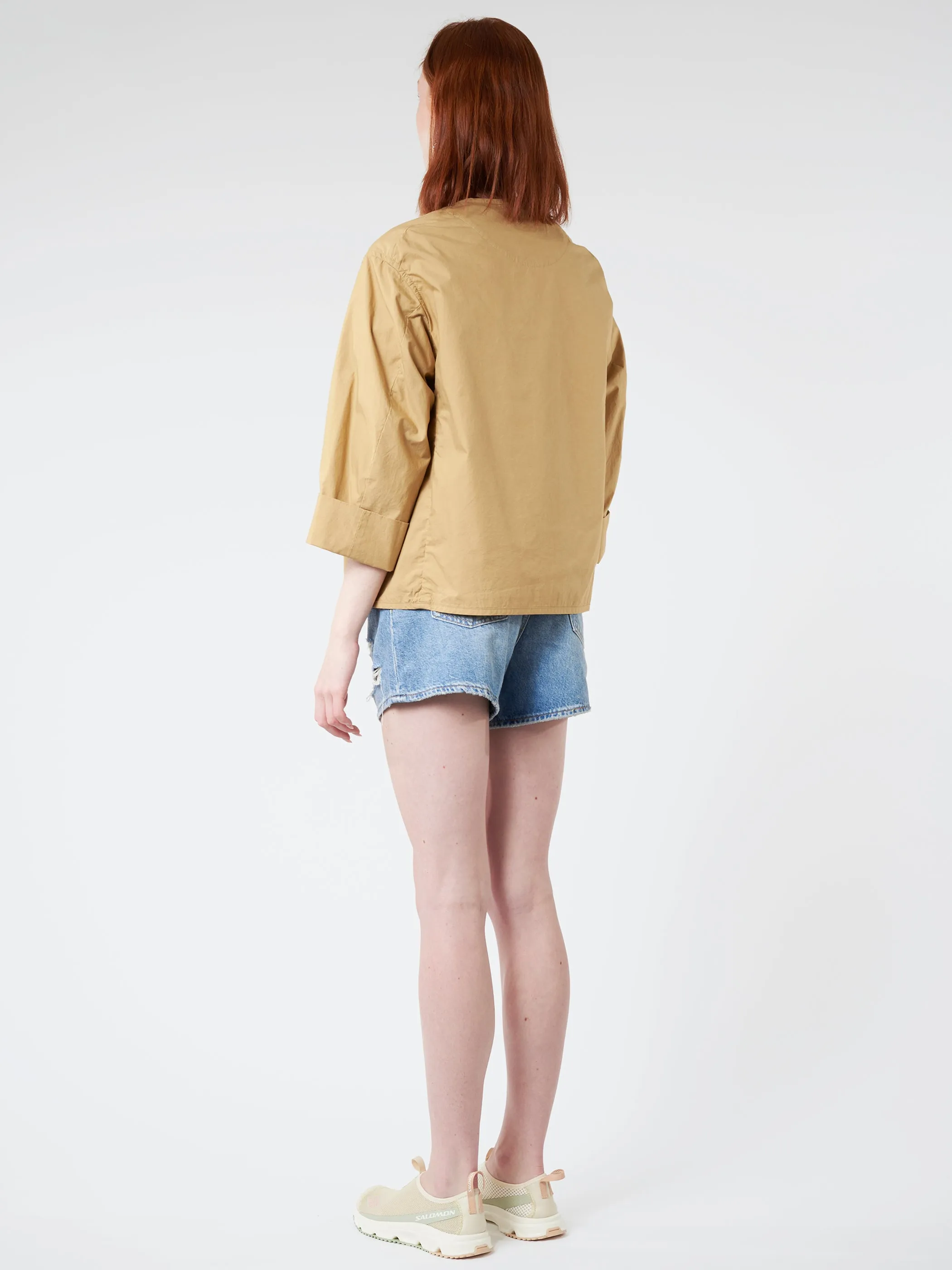 Women's Cotton Weather Collarless Short Jacket