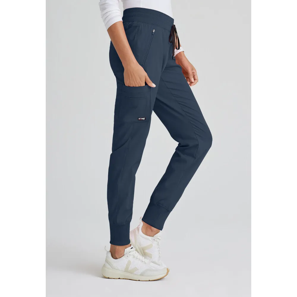 Women's Eden Jogger Scrub Pant - Greys Anatomy Spandex Stretch Collection / Color - Steel / Fit - Regular / Sizes - XS, S, M, L, XL, 2XL, 3XL by Barco Uniforms