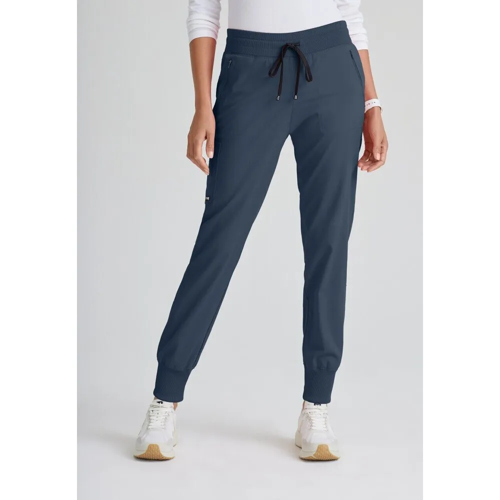 Women's Eden Jogger Scrub Pant - Greys Anatomy Spandex Stretch Collection / Color - Steel / Fit - Regular / Sizes - XS, S, M, L, XL, 2XL, 3XL by Barco Uniforms