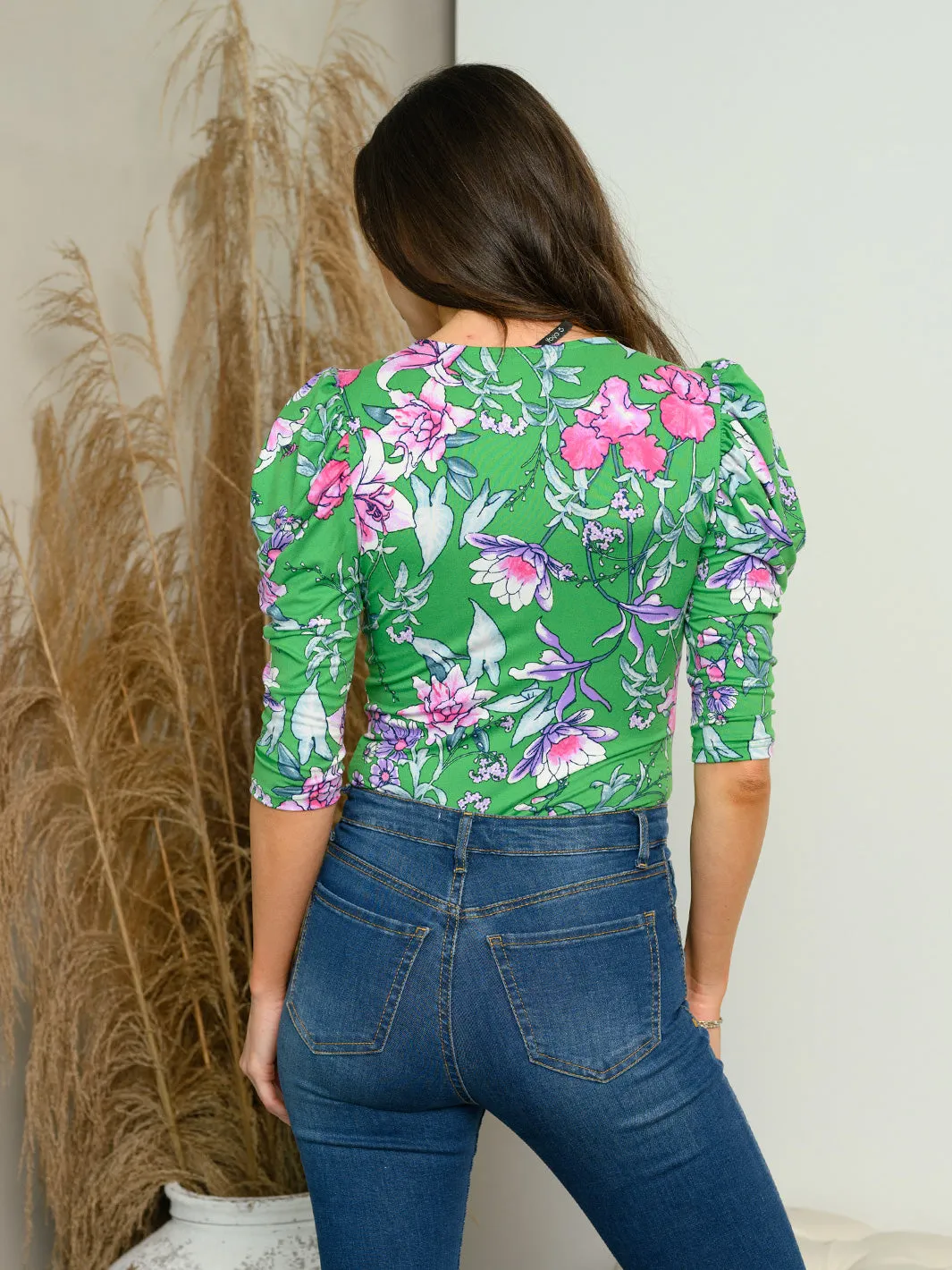 WOMEN'S FLORAL SURPLICE BODYSUIT