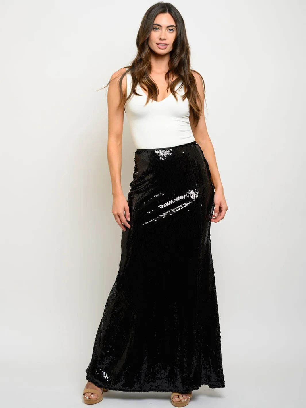 WOMEN'S LONG SEQUINS MAXI SKIRT