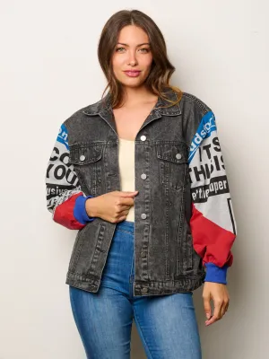 WOMEN'S LONG SLEEVE BUTTON UP DENIM JACKET