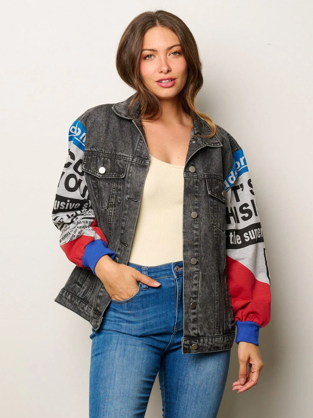 WOMEN'S LONG SLEEVE BUTTON UP DENIM JACKET