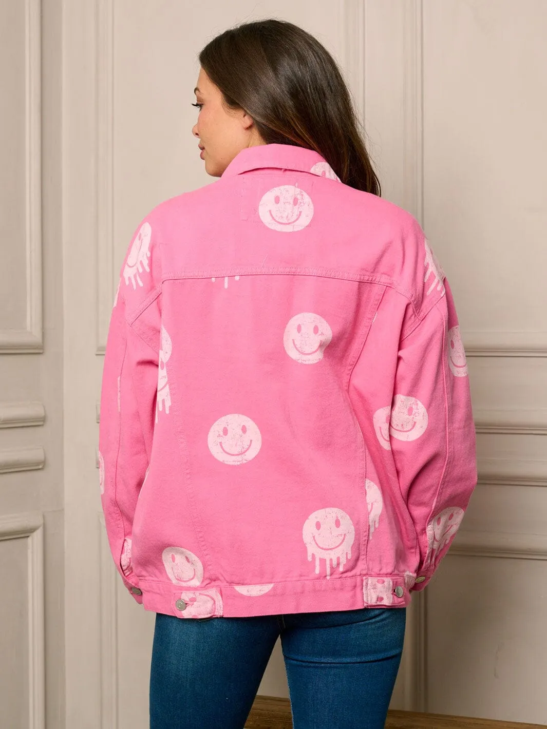 WOMEN'S LONG SLEEVE BUTTON UP GRAPHIC DENIM JACKET