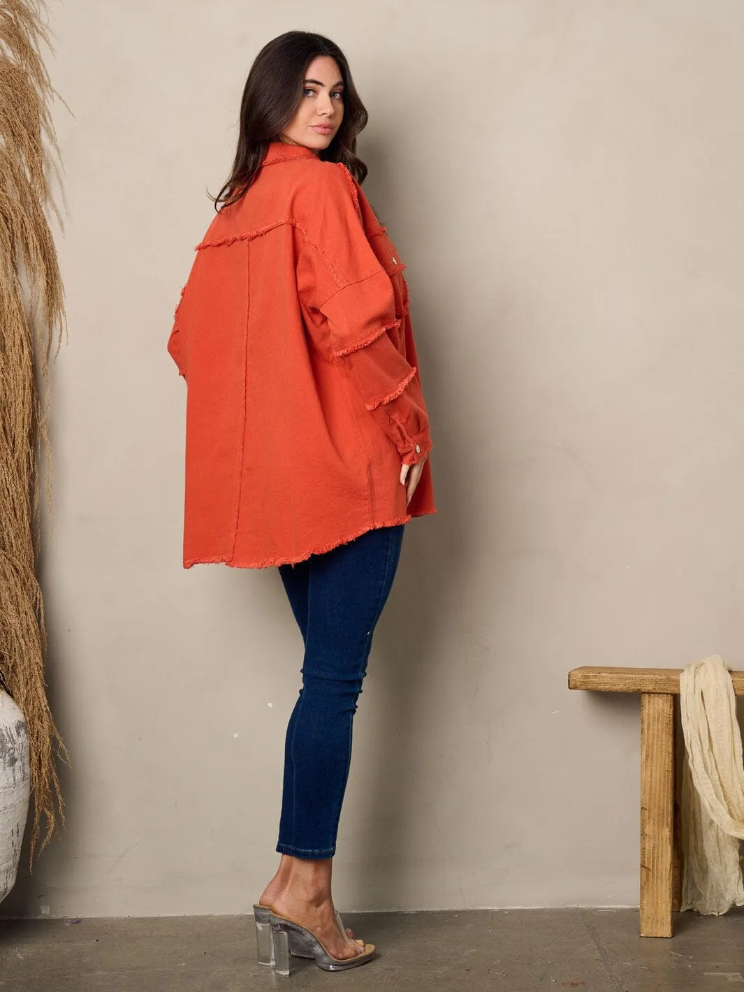 WOMEN'S LONG SLEEVE BUTTON UP POCKETS DENIM JACKET