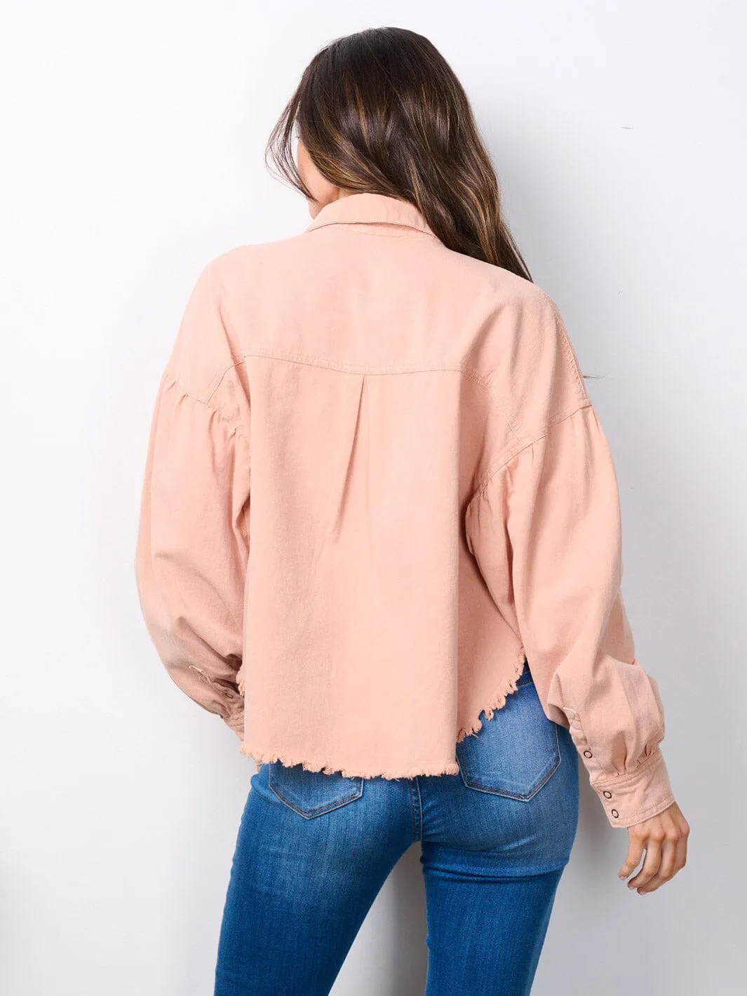 WOMEN'S LONG SLEEVE BUTTON UP POCKETS DENIM JACKET
