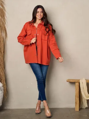 WOMEN'S LONG SLEEVE BUTTON UP POCKETS DENIM JACKET