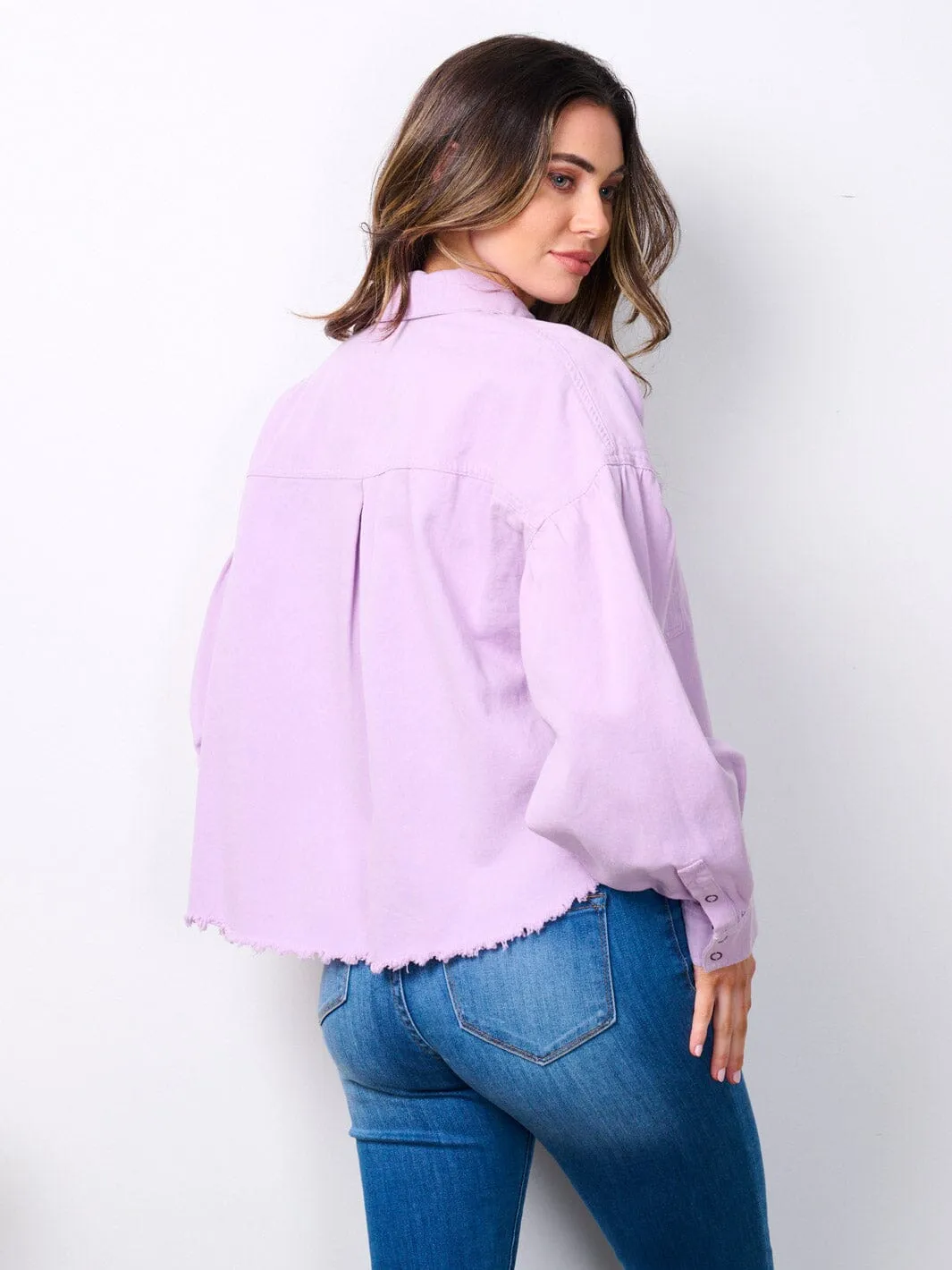 WOMEN'S LONG SLEEVE BUTTON UP POCKETS DENIM JACKET