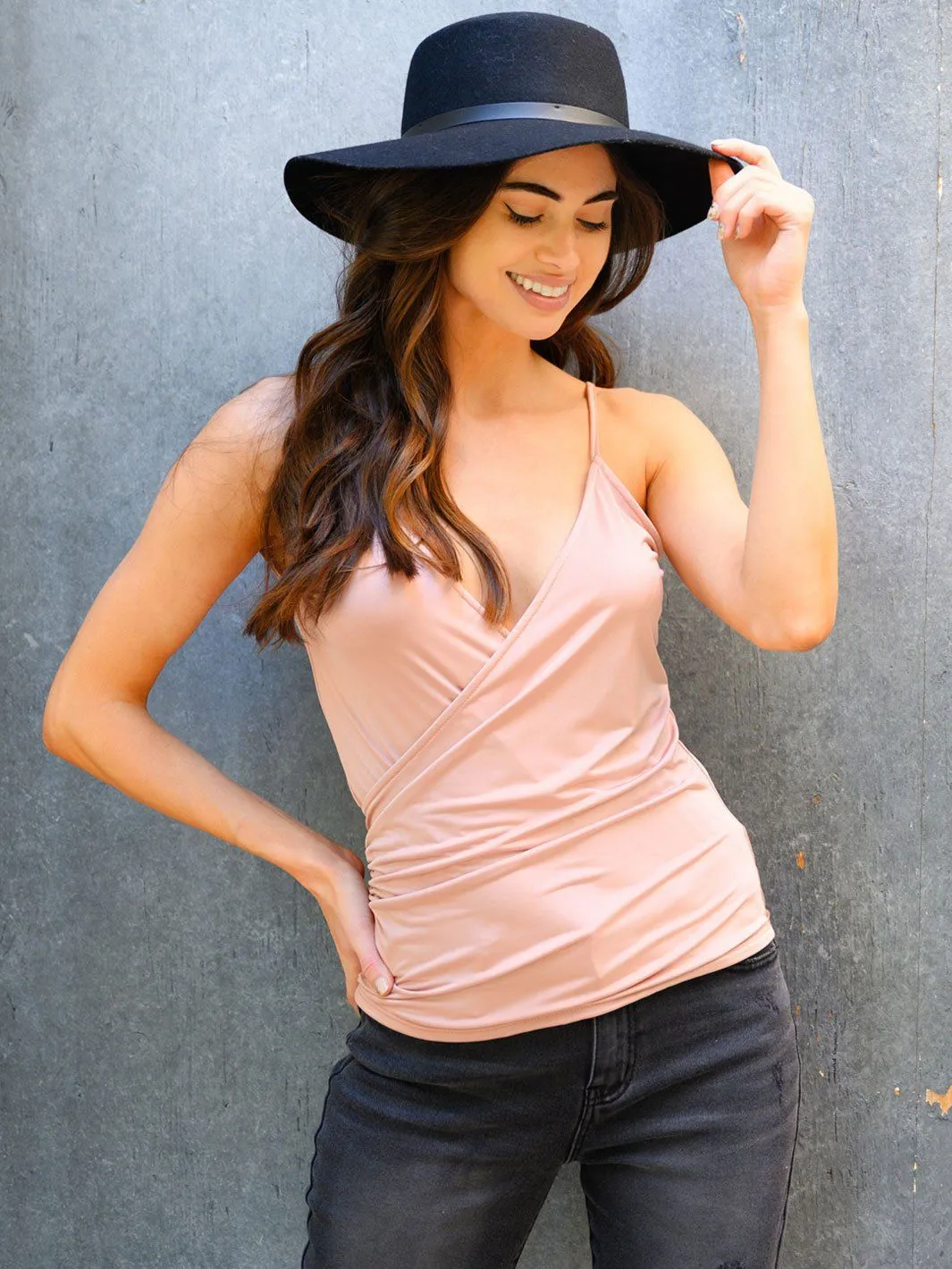 WOMEN'S SURPLICE CAMI TANK TOP