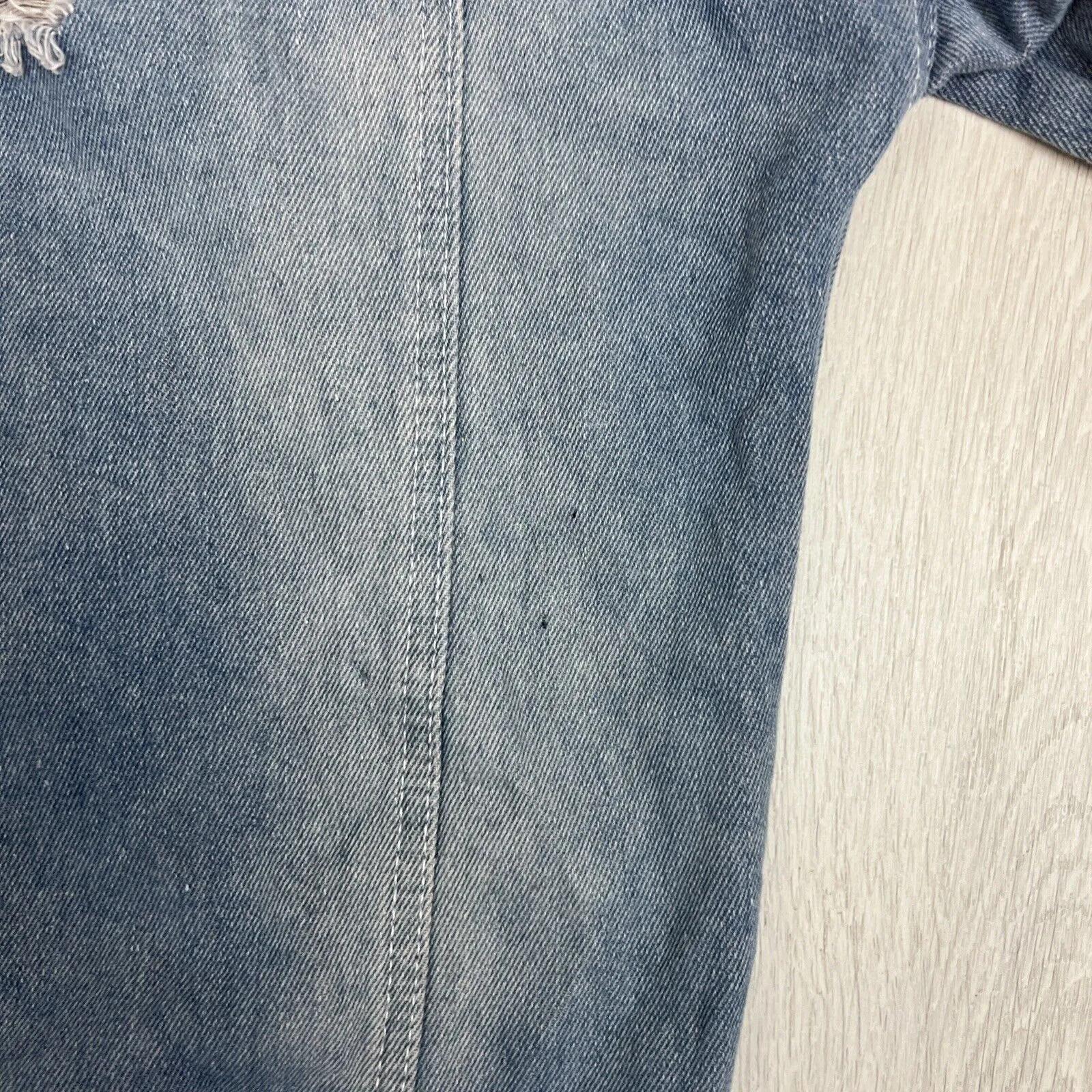 Yimuqi Mens Under Hoodie Distressed Denim Biker Jacket Size Medium (New)