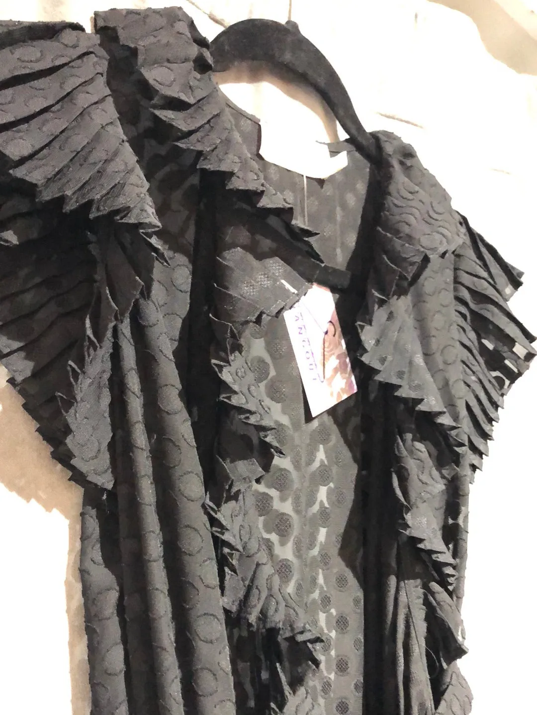 Zimmerann Black Short Sleeve Ruffle Trim Wrap Dress